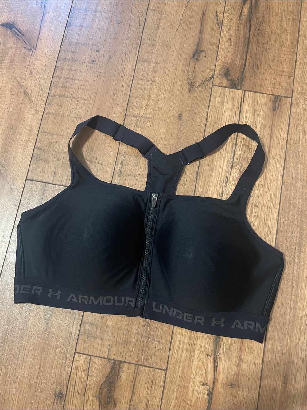 Under Armour Black Front-Zip Performance Sports Bra
